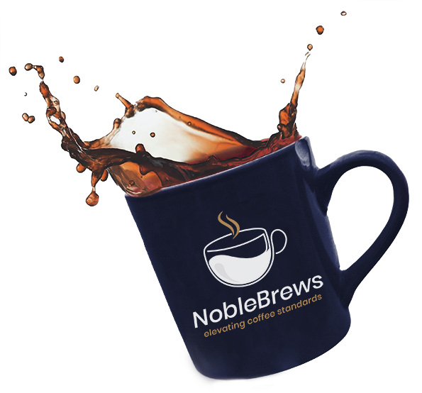 Noble Brews Logo on a cup of coffee
